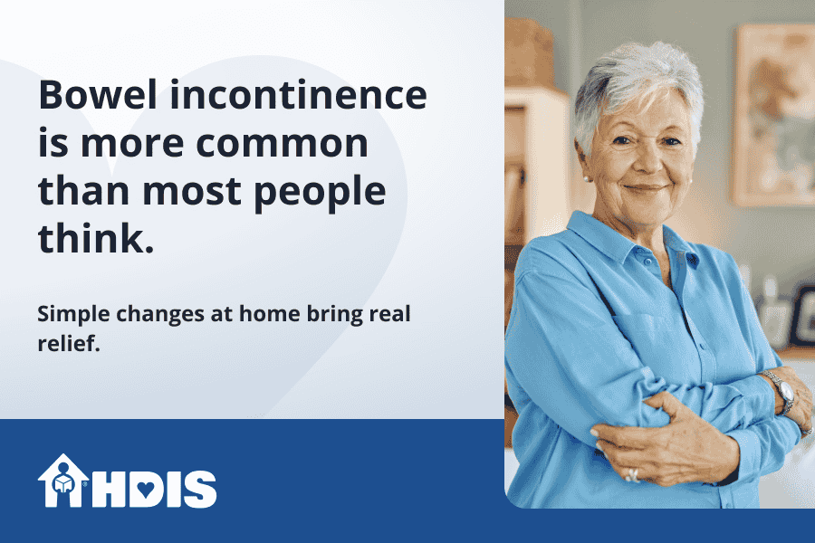 A senior woman with arms crossed at home
