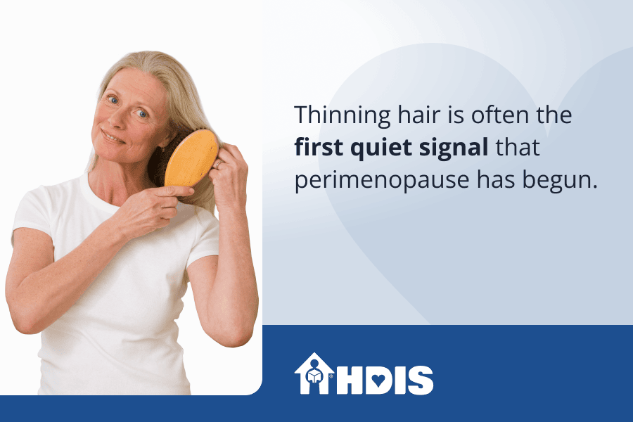 A woman brushing her hair
