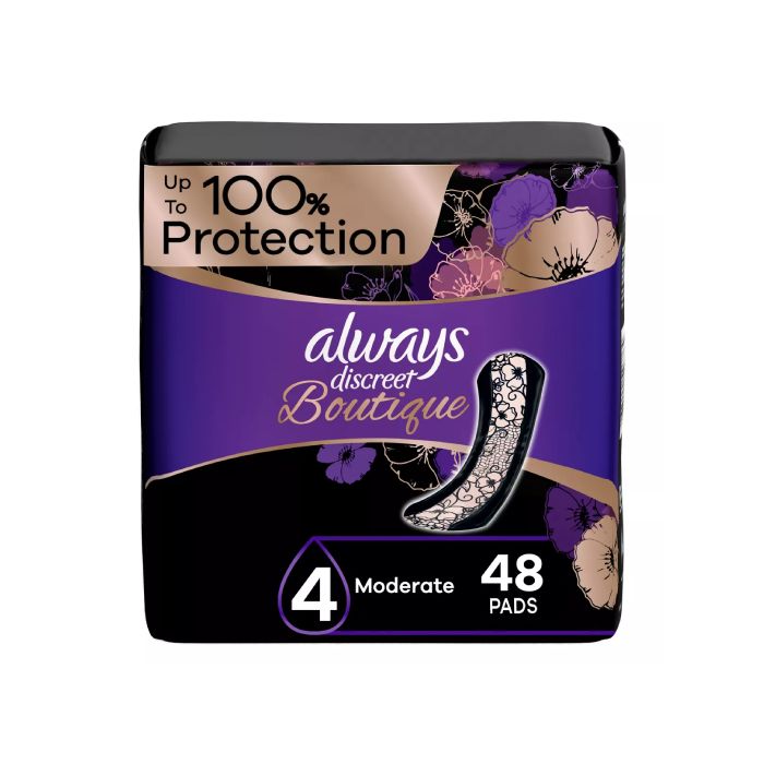 Always Discreet Boutique Incontinence Pads, Moderate Absorbency