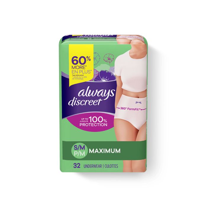 Always Discreet Incontinence Pants for Women, Medium, 24 Pants : :  Health & Personal Care