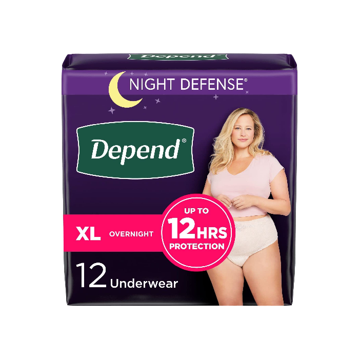 Depend Night Defense Adult Incontinence Underwear for Women, Overnight, L,  Blush, 14Ct
