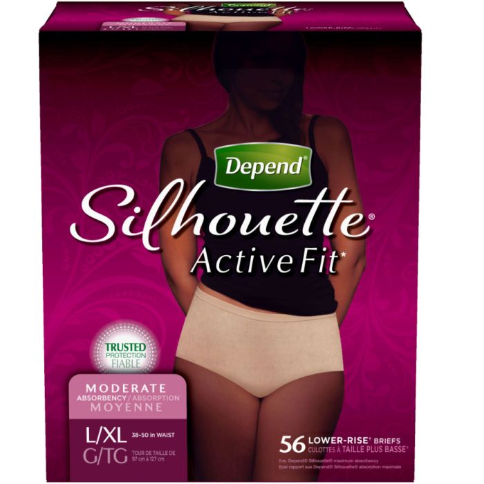 Depends Silhouette Underwear, Maximum Absorption Briefs, Women