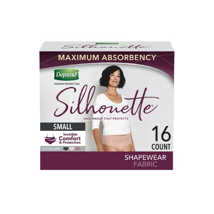 Depend Silhouette Incontinence Postpartum Underwear for Women Small 16 Count